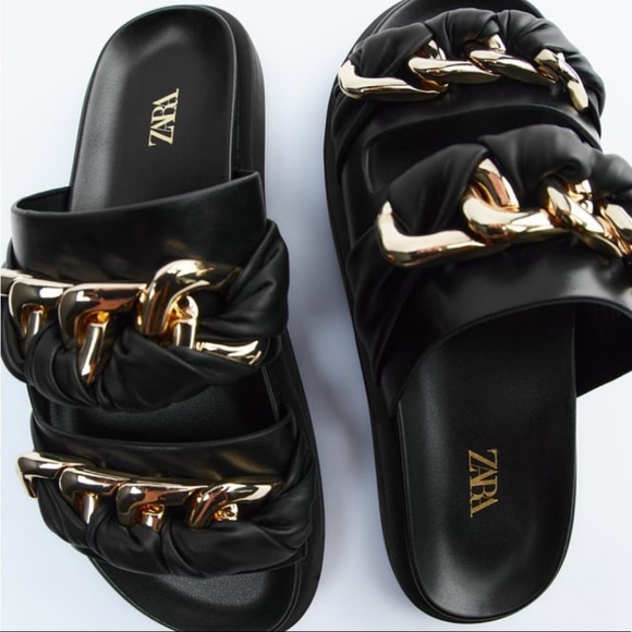 ZARA Flat Sandals with Chain Detail BNWT - Picture 7 of 7